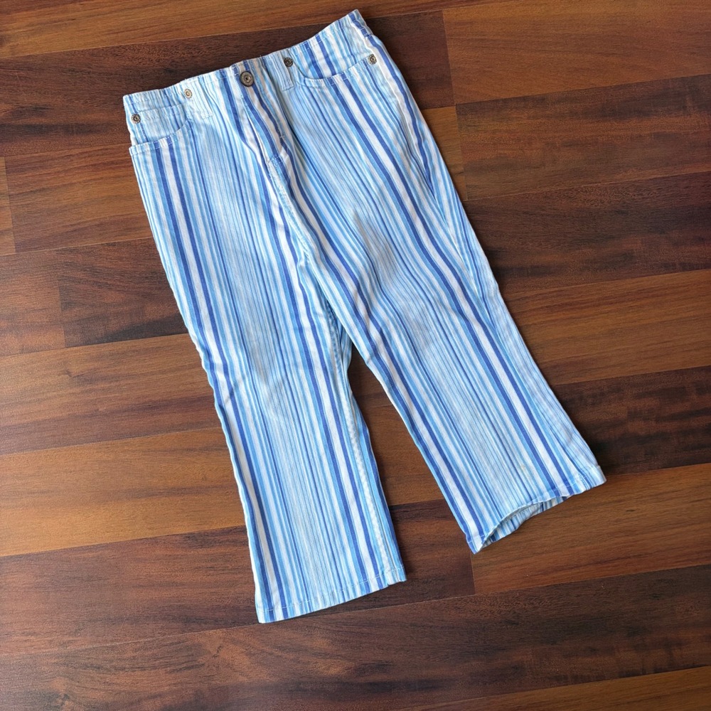 Y2K‎ Faded Glory Girls Club Blue White Striped Straight Leg Pants Girls Size 6X